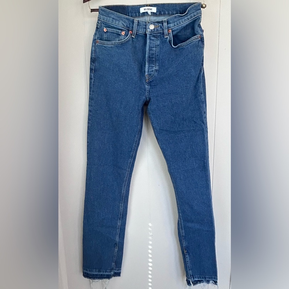 Re/Done Women’s Straight Jeans in Deep Blue Denim